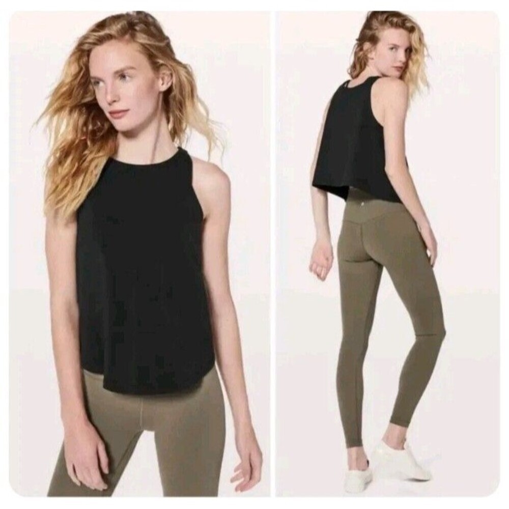 lululemon athletica Black Cropped Flow Tank